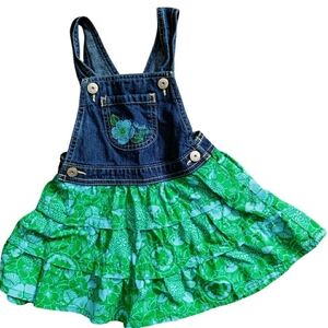 Vintage Oshkosh Embroidered Denim Bib Overall Dress